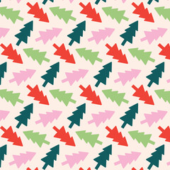 Colorful christmas tree seamless pattern, Christmas seamless pattern design.