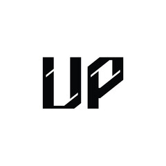 Fototapeta premium UP monogram logo design letter text name symbol monochrome logotype alphabet character simple logo