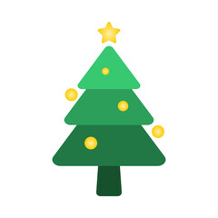 Green pine christmas tree with yellow star icon vector design