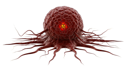 Cancer cell isolated on transparent background, concept of disease, tumor, and treatment