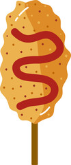 Hand drawn Vector Corndog With Tomato Sauce