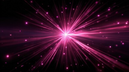 Fototapeta premium Dynamic Burst of Pink Light Rays Emanating from Central Point, Creating an Abstract Star Effect