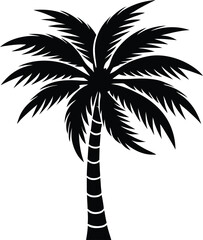Fototapeta premium Silhouette of a Tropical Palm Tree on white background
