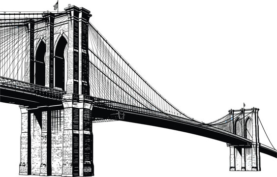 Brooklyn Bridge Silhouette Illustration Vector Iconic Landmark & Architecture Art