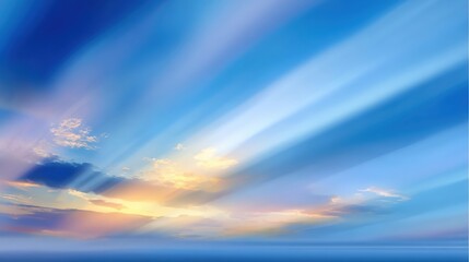 Obraz premium Serene Sky: Abstract Sunset Rays and Clouds for Backgrounds and Creative Projects