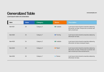 Table Chart Infographic Template with Bold Colors