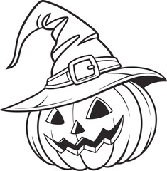 Minimalist line art jack o lantern pumpkin design for halloween celebrations