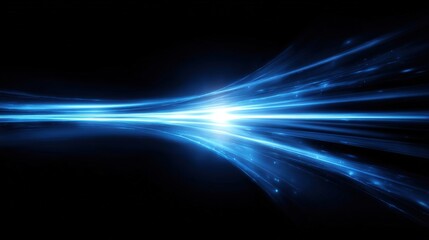 Dynamic Blue Light Streaks on Black Background: Abstract Technology, Energy and Speed Concept
