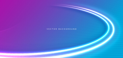 Abstract light curve glowing on blue and pink background with copy space for text.