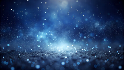 Obraz premium Magical sparkling particles cascade across dark blue abstract background