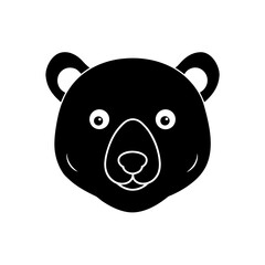 Illustration of a black bear face design on transparent background silhouette