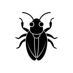 Silhouette of a beetle with six legs shown on transparent background