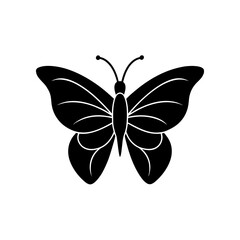 Silhouette of a butterfly with open wings on transparent background