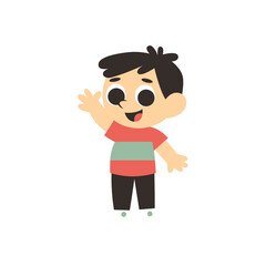 illustration of a little man waving his hand