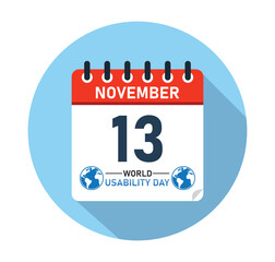  World Usability Day November 13 Calendar Graphic Design. banner for social media post. Vector Illustration