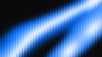 Abstract glass background with a diagonal light beam and a ribbed texture. Futuristic wallpaper with glowing blue and white light. Translucent striped surface