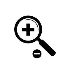 Magnifying glass with zoom in and zoom out icons