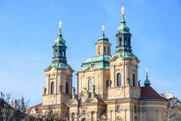 Church of Saint Nicholas Czechoslovak Hussite Church in the Old Town square in Prague, Czech Republic