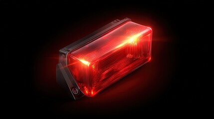 A glowing red light fixture against a black background, ideal for illustrating safety, emergency vehicles, or industrial applications, Perfect for articles, advertisements, or design projects,