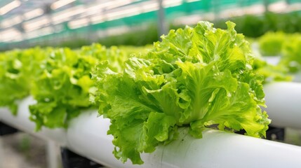Hydroponic Lettuce Cultivation: Fresh Green Vegetables Growing Indoors in a Controlled Environment for Sustainable Agriculture