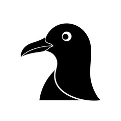 Silhouette of a bird with a round eye spot on transparent background