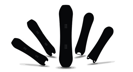 Diverse snowboards arranged in a dynamic composition ready for winter sports adventure vector