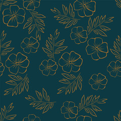 Elegant seamless floral pattern with fall flowers. Repeatable botanical background. Flat vector illustration.
