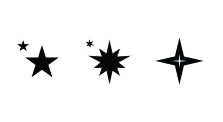 Set of sparkling stars and twinkling light bursts simple hand drawn style icons vector