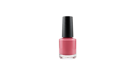 Pink nail polish bottle on isolated, transparent background, no background
