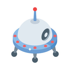Trendy isometric style icon of sci-fi ufo spacecraft