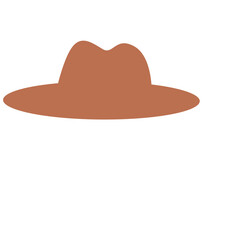 Brown cowboy hat with wide brim, classic Western accessory illustration perfect for country or rural themes.

