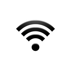Monochrome graphic of a Wi-Fi signal icon, illustrating the concept of wireless technology, data transfer, and constant online connectivity in the modern digital age