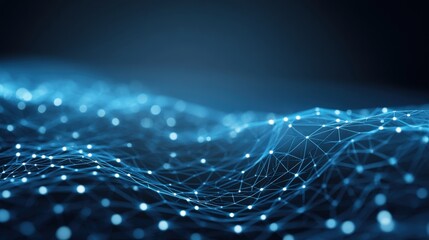 Abstract Blue Network Visualization: Data Connectivity, Artificial Intelligence, and Modern Technology Background