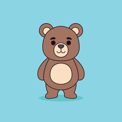 Cute grizzly bear standing cartoon vector icon illustration people holiday icon isolated flat