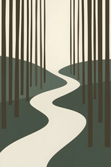 Obraz premium Illustration Abstract Forest and Stream Illustration