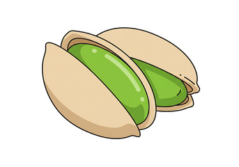 Vibrant Green Pistachios Healthy Snack Nutpods in Illustration Style