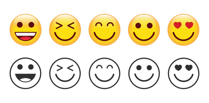 Naklejki Smile emoji emoticon, smiling face with closed eyes, happiness, Smiley Icon Smiling Face Flat Style