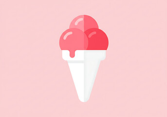 Delicious Strawberry Ice Cream Cone Graphic Design