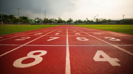 Running Track Lanes Perspective: An Empty Stadium Awaiting Athletes for Competition and Training