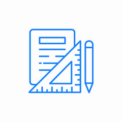 ruler measure pen icon sign vector