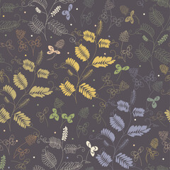 Seamless pattern with wild flowers in pastel colors. Vector illustration.