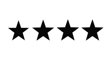Four star rating system icons showing excellent customer satisfaction and quality vector