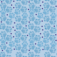 Colorful Bright Hand Drawn Animal Paws Seamless Pattern