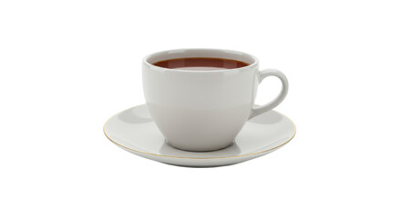 Obraz premium Coffee cup with saucer on white background, isolated, transparent background, no background 
