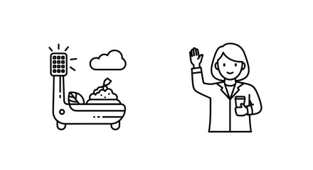 Healthcare weighing scale and friendly nurse icon symbol for medical and hospital services vector