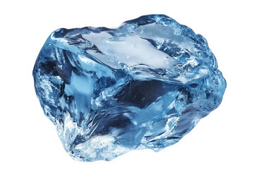 A rough, blue ice crystal, isolated on transparent background