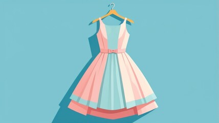 Close-Up of a Pastel-Colored Dress on a Hanger Against a Light Background