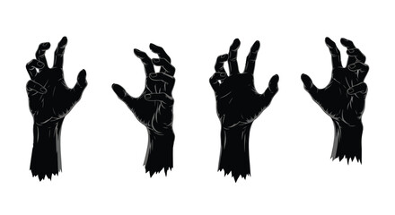 Creepy zombie hands reaching out from darkness horror halloween monster spooky ghostly apparition vector