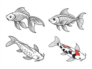 coloring page line art the utsun fish black vector bundle