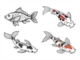 coloring page line art the utsun fish black vector bundle